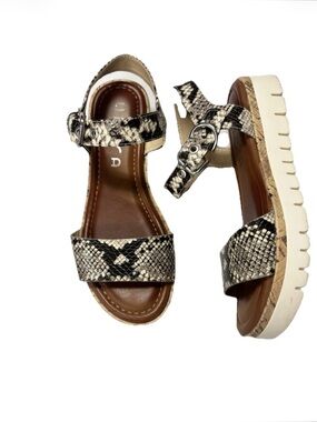 Unisa Snake-Print Platform Sandals - Black/Tan size 7